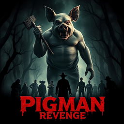 An intense horror movie poster for 'Pigman Revenge'