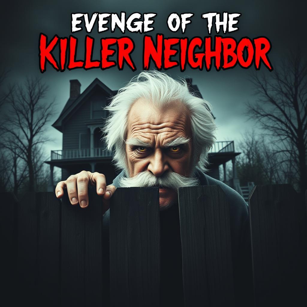 A spine-chilling horror movie poster for 'Revenge of the Killer Neighbor'