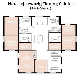 A floor plan layout of a housekeeping training center measuring 114 square meters