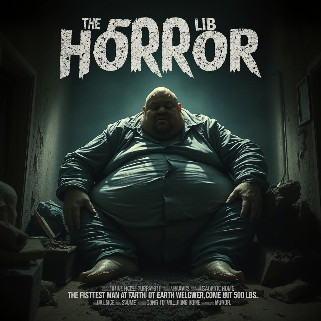 An unsettling horror movie poster for 'The 500 lb Horror'