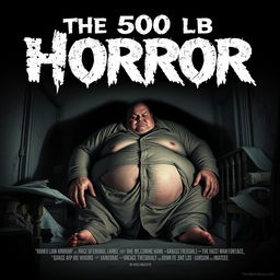 An unsettling horror movie poster for 'The 500 lb Horror'