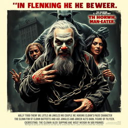 A chilling horror movie poster featuring a terrifying scene