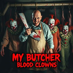 A terrifying movie poster for a horror film titled 'My Butcher Blood Clowns