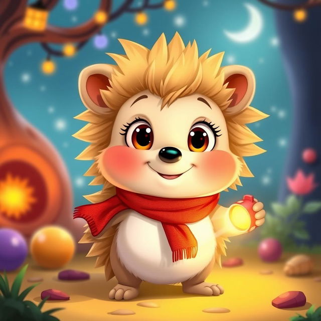 A cute animated hedgehog named Tim, characterized by his fluffy light brown fur and soft white tummy