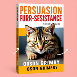 A bold and eye-catching book cover design featuring the title 'Persuasion Purr-sistence' prominently displayed in large, bold letters at the top