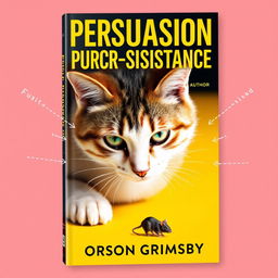 A bold and eye-catching book cover design featuring the title 'Persuasion Purr-sistence' prominently displayed in large, bold letters at the top