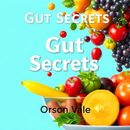 A flat book cover design titled 'Gut Secrets' in bold, large font centered at the top