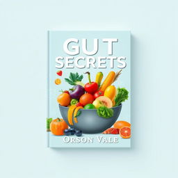A flat book cover design titled 'Gut Secrets' in bold, large font centered at the top