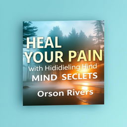 A flat book cover design that features a serene nature scene, showcasing a tranquil forest with soft glowing light filtering through the trees or relaxing beach at sunset