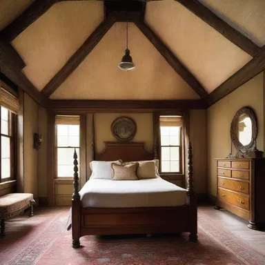 The spacious bedroom in the house was designed for someone who behaves like a Rip Van Winkle.