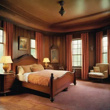 The spacious bedroom in the house was designed for someone who behaves like a Rip Van Winkle.