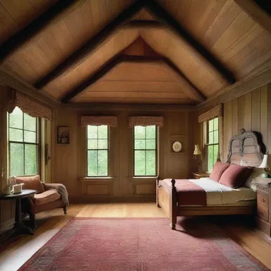 The spacious bedroom in the house was designed for someone who behaves like a Rip Van Winkle.