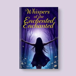 A book cover design featuring a mystical forest at twilight, illuminated by glowing fireflies