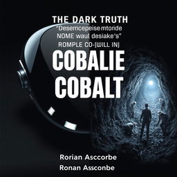 A dramatic split image cover design illustrating the contrast between a shiny, high-tech device and a cobalt mining scene with workers in rough conditions