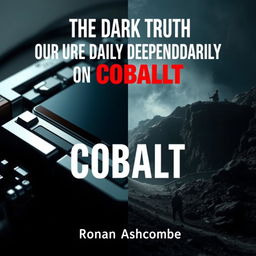 A dramatic split image for a book cover on the theme of cobalt dependencies