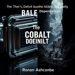 A dramatic split image for a book cover on the theme of cobalt dependencies