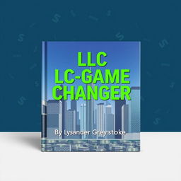 A flat book cover design featuring a realistic cityscape with towering skyscrapers that symbolize business success and growth