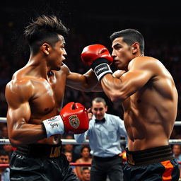 An epic scene in a boxing ring where Neymar Jr