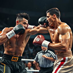 An epic scene in a boxing ring where Neymar Jr