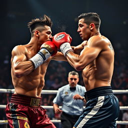 An epic scene in a boxing ring where Neymar Jr