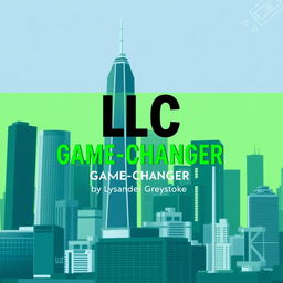 A flat cover design featuring a realistic cityscape with towering skyscrapers representing business success and growth
