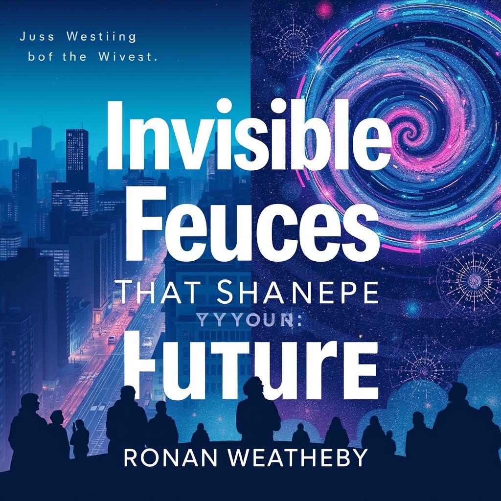 A flat book cover design titled 'Invisible Forces That Shape Your Future' by Ronan Weatherby