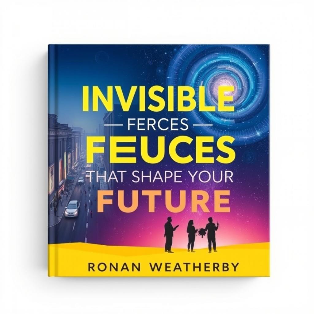 A flat book cover design featuring the title 'Invisible Forces That Shape Your Future' in bold, large font, clearly legible against the background