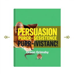 A flat book cover design titled 'Persuasion Purr-sistence' in large, bold typography at the center