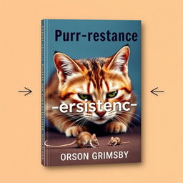 A flat book cover design featuring a large, bold title 'Persuasion Purr-sistence' at the top