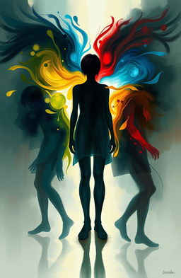 A digital painting that captures the abstract inner feelings of a person depicted through shadow art