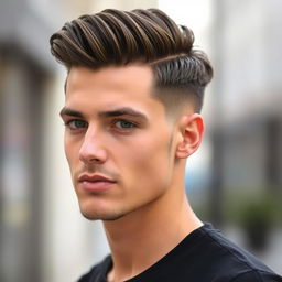 A stylish male hairstyle showcasing a modern, trendy look