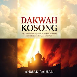 An A4 book cover design featuring the title "Dakwah Kosong: Ketika Mimbar Hanya Bicara Surga dan Neraka" prominently displayed at the top in bold, eye-catching typography