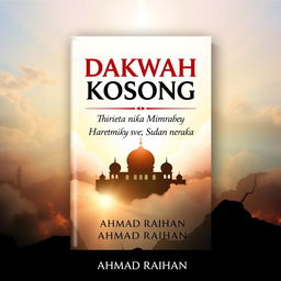 An A4 book cover design featuring the title "Dakwah Kosong: Ketika Mimbar Hanya Bicara Surga dan Neraka" prominently displayed at the top in bold, eye-catching typography