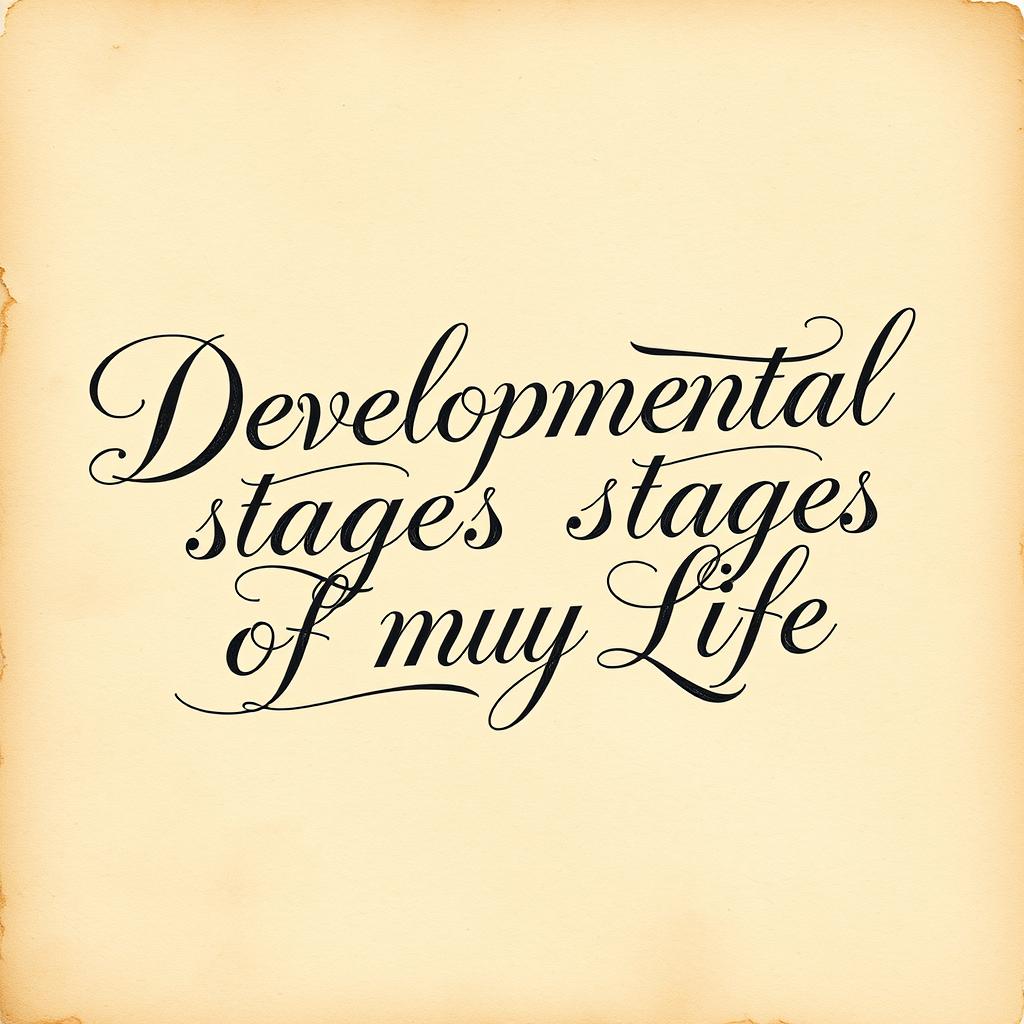An artistic representation of the phrase 'Developmental stages of my life' in elegant calligraphy