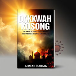 An A4 book cover design featuring the title "DAKWAH KOSONG: KETIKA MIMBAR HANYA BICARA SURGA DAN NERAKA" prominently at the top in large, bold sans-serif typography to capture attention