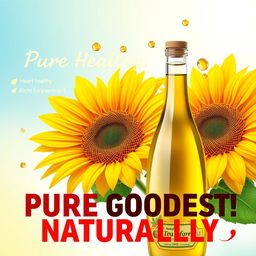 A captivating advertisement poster for sunflower oil emphasizing its natural purity and health benefits