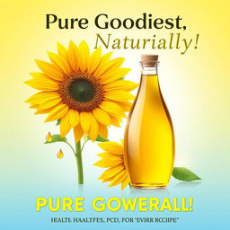 A captivating advertisement poster for sunflower oil emphasizing its natural purity and health benefits