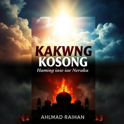 An A4 book cover design showcasing the title "Dakwah Kosong: Ketika Mimbar Hanya Bicara Surga dan Neraka" prominently at the top in bold, dynamic typography