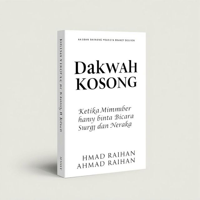 A book cover design in A4 size featuring the title 'Dakwah Kosong' at the top in bold, impactful typography, followed by the subtitle 'Ketika Mimbar Hanya Bicara Surga dan Neraka' in a slightly smaller font underneath