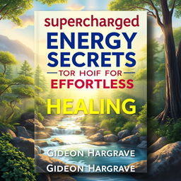 A stunning book cover design featuring the title in bold, large font: 'Supercharged Energy Secrets for Effortless Healing' centered at the top, and author text in smaller font: 'Gideon Hargrave' positioned at the bottom