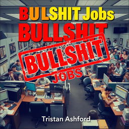 A realistic office setting featuring cluttered desks and confused employees in a dynamic and lively composition