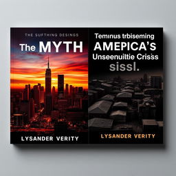A flat book cover design featuring a split-image composition