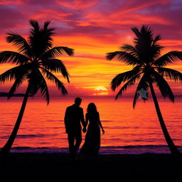 Edit a photo of a stunning sunset over a serene beach, with vibrant orange and purple hues in the sky reflecting on the calm waves