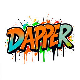 A vibrant graffiti-style logo featuring the word "DAPPER" in bold, artistic letters
