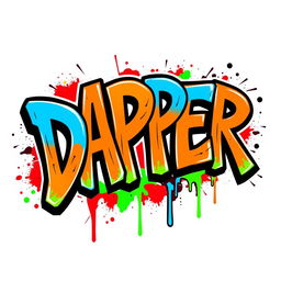 A vibrant graffiti-style logo featuring the word "DAPPER" in bold, artistic letters