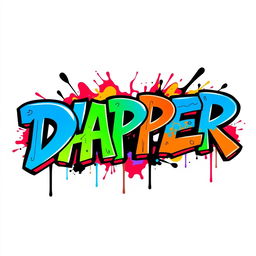 A vivid graffiti-style logo displaying the word "DAPPER" in large, stylized letters