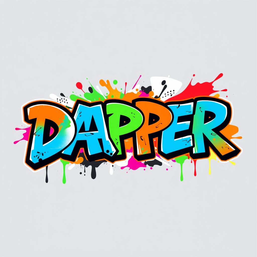 A vivid graffiti-style logo displaying the word "DAPPER" in large, stylized letters