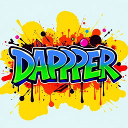A vivid graffiti-style logo displaying the word "DAPPER" in large, stylized letters