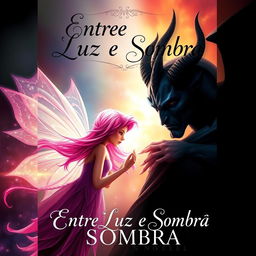 A captivating book cover for a novel titled 'Entre Luz e Sombra'