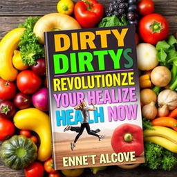 A vibrant, inviting thumbnail for a book titled "Dirty Secrets to Revolutionize Your Health Now" by author Bennett Alcove